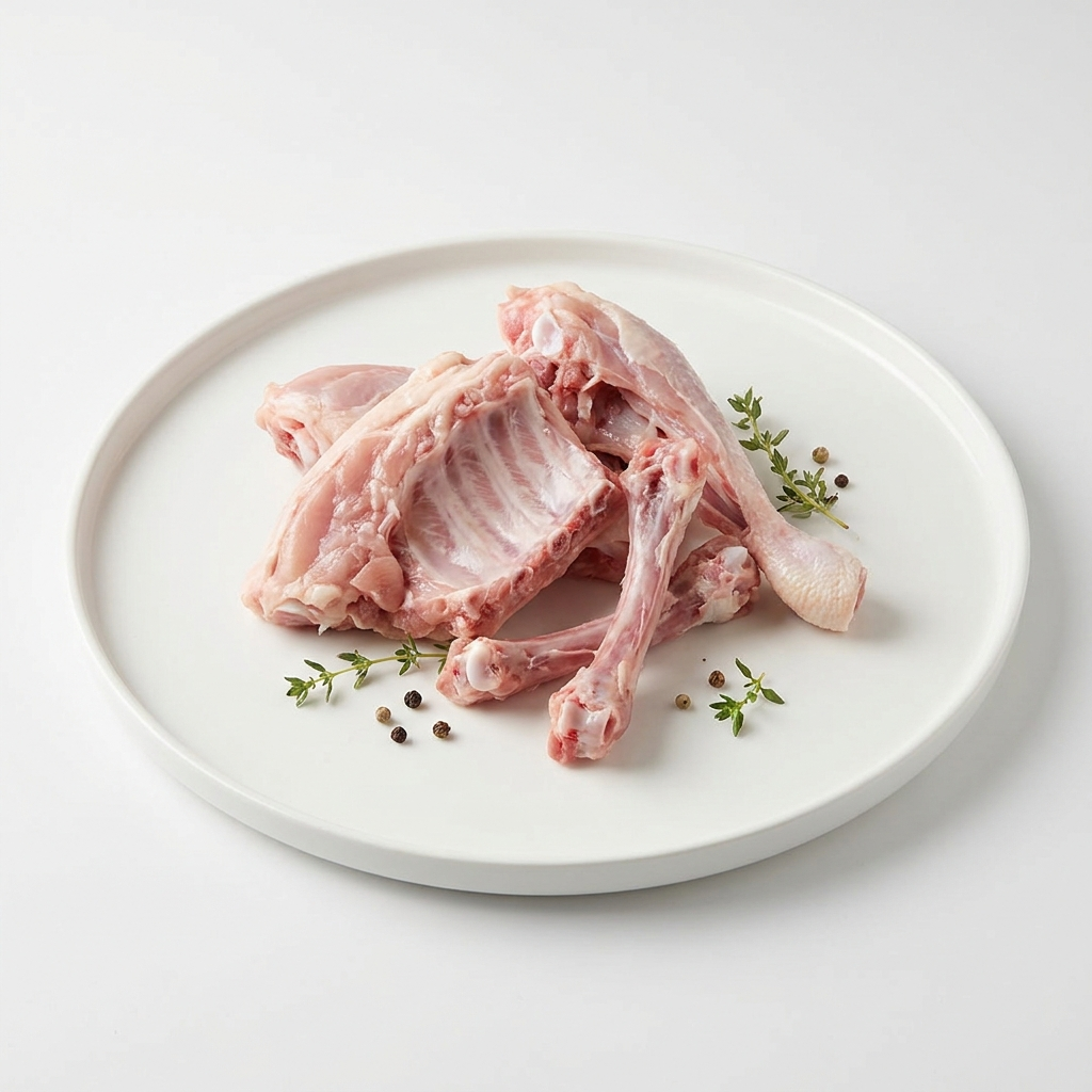 Fresh chicken bones and carcass frames