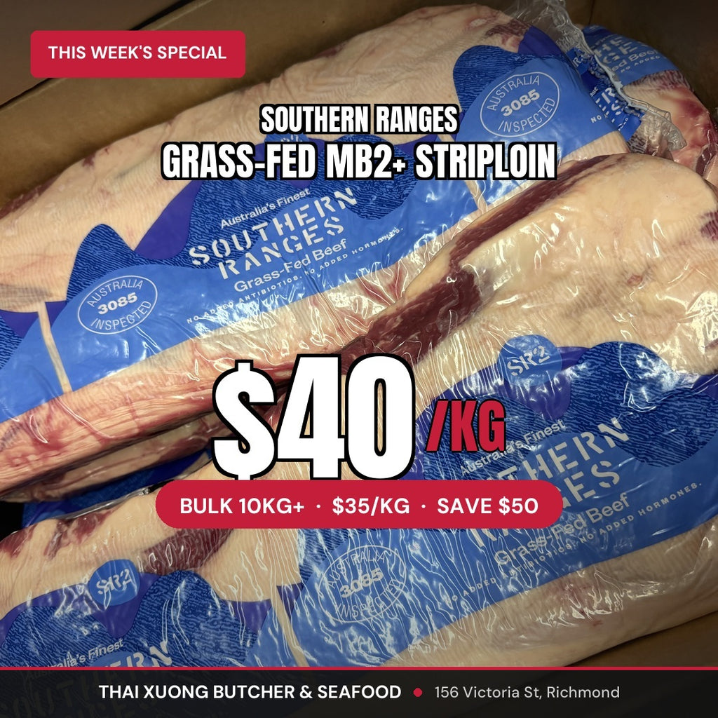 Southern Ranges grass-fed MB2+ striploin special $40/kg